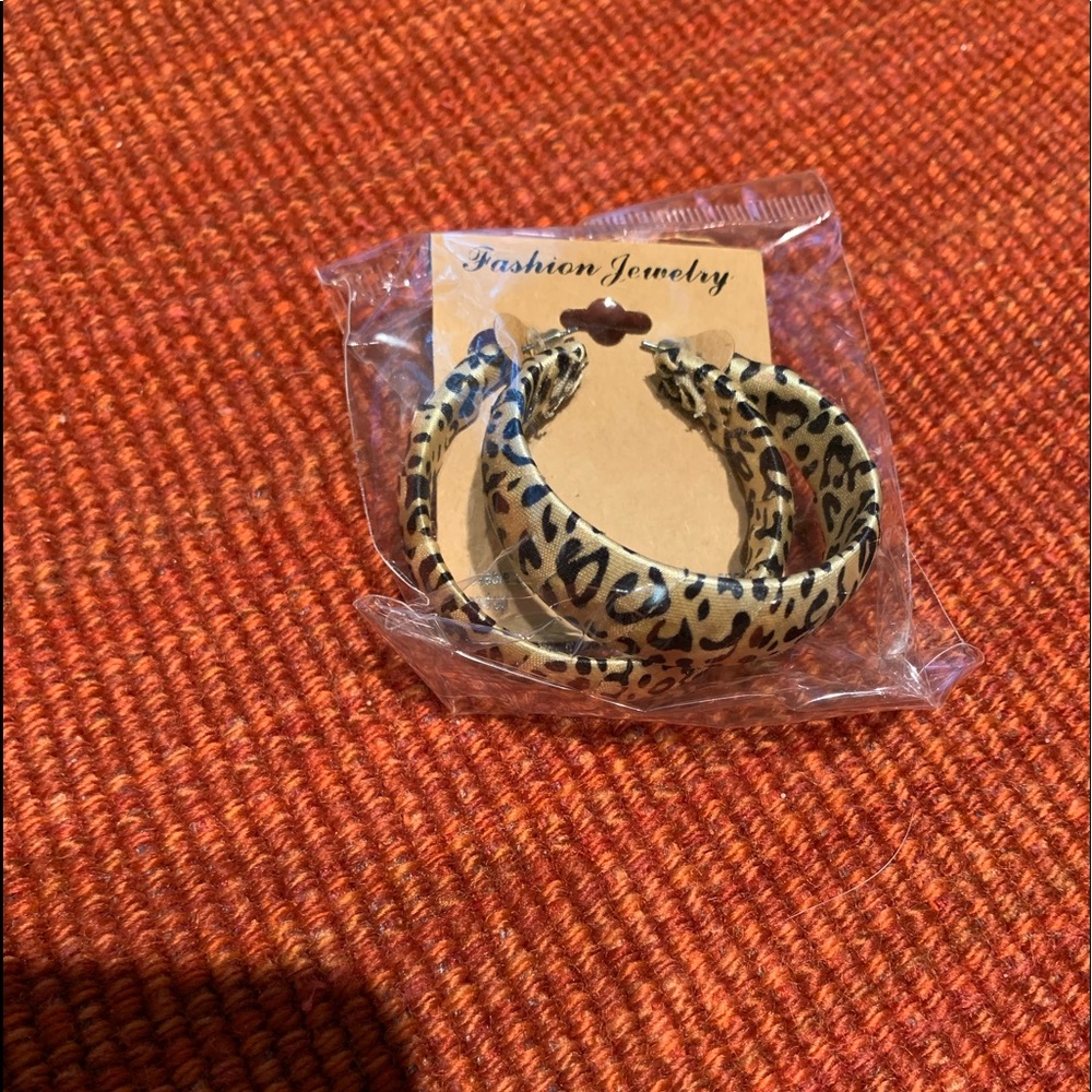 Gold & Black Leopard Print Earrings